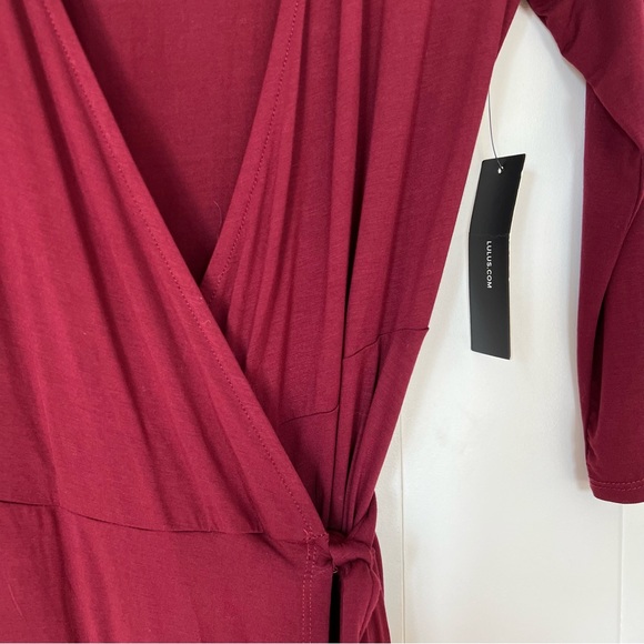 NWT Lulu’s Twirl Worthy Burgundy Wrap Dress Size Small - Picture 8 of 12